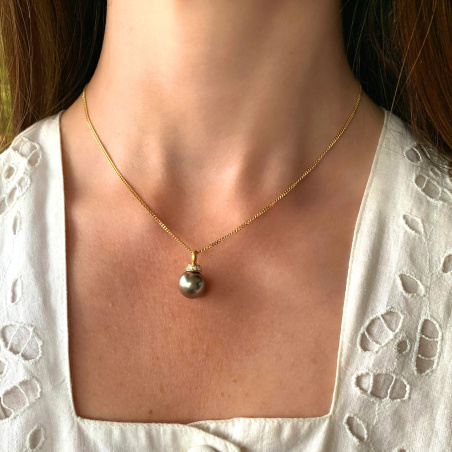 Wundervoller Tahitiperle Anhänger mit Brillanten (mit Kette)