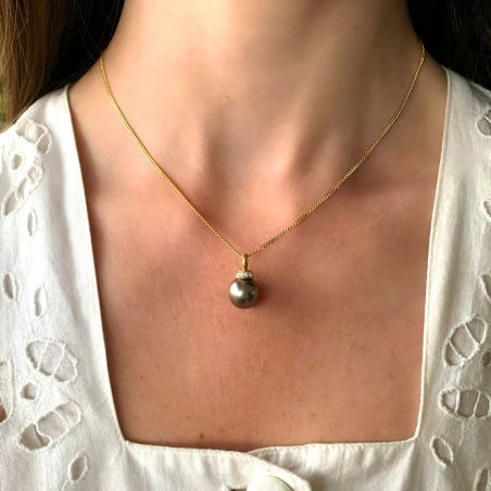 Wundervoller Tahitiperle Anhänger mit Brillanten (mit Kette)