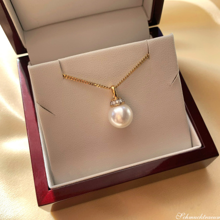Wundervoller Süßwasserperle Anhänger mit Brillanten (mit Kette)