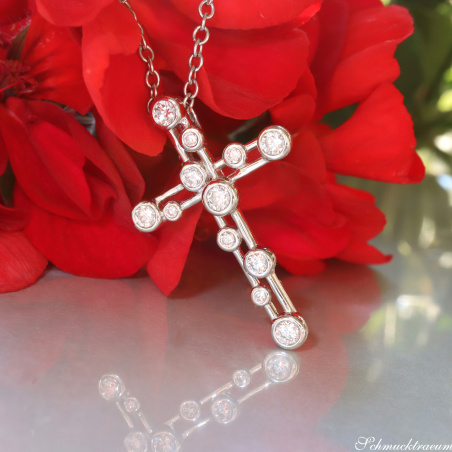 Brillanten Kreuz Anhänger Weißgold 750