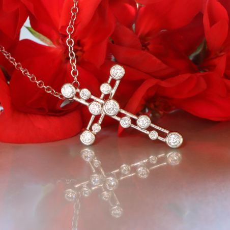 Brillanten Kreuz Anhänger Weißgold 750