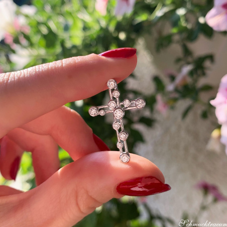 Brillanten Kreuz Anhänger Weißgold 750