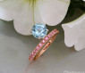 Raffinierter Aquamarin Ring mit rosa Saphiren