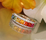 Bildschöner Bandring mit Regenbogen Saphiren & Brillanten