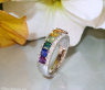 Bildschöner Bandring mit Regenbogen Saphiren & Brillanten