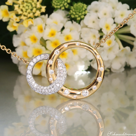 Brillanten Kreis Halskette Gelbgold 750