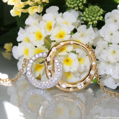 Brillanten Kreis Halskette Gelbgold 750