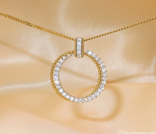 Eleganter Brillanten Kreis Anhänger in Gelb- & Weißgold 750