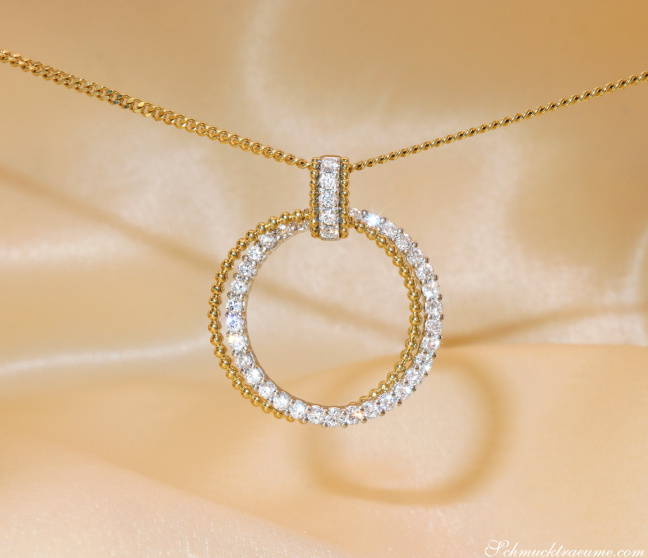 Eleganter Brillanten Kreis Anhänger in Gelb- & Weißgold 750