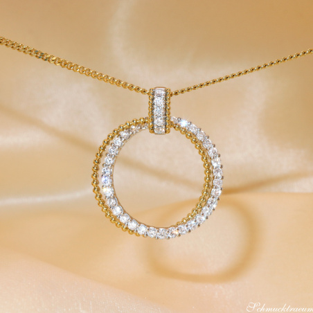 Eleganter Brillanten Kreis Anhänger in Gelb- & Weißgold 750