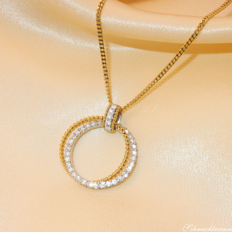 Eleganter Brillanten Kreis Anhänger in Gelb- & Weißgold 750