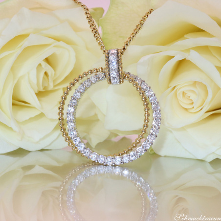 Eleganter Brillanten Kreis Anhänger in Gelb- & Weißgold 750