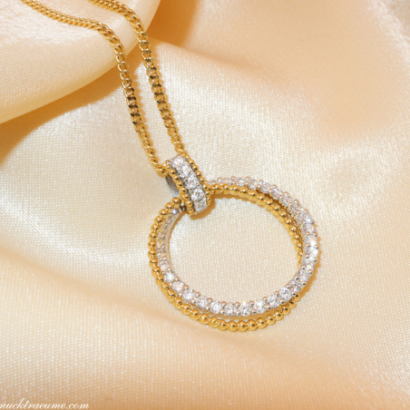 Eleganter Brillanten Kreis Anhänger in Gelb- & Weißgold 750