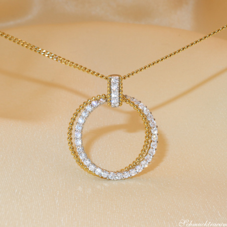 Eleganter Brillanten Kreis Anhänger in Gelb- & Weißgold 750