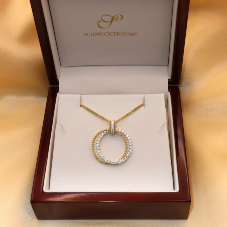 Eleganter Brillanten Kreis Anhänger in Gelb- & Weißgold 750