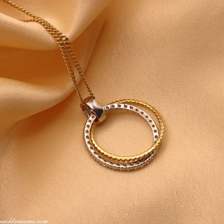 Eleganter Brillanten Kreis Anhänger in Gelb- & Weißgold 750