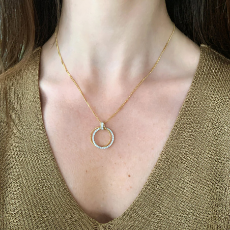 Eleganter Brillanten Kreis Anhänger in Gelb- & Weißgold 750