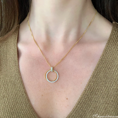 Eleganter Brillanten Kreis Anhänger in Gelb- & Weißgold 750