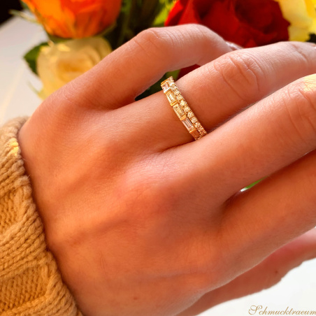 Bildschöner Brillanten Band Ring mit Baguette Diamanten