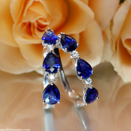 Elegante Saphir Tropfen Ohrringe mit Brillanten
