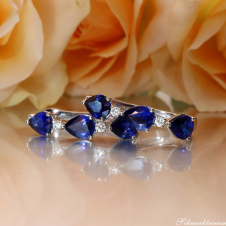 Elegante Saphir Tropfen Ohrringe mit Brillanten