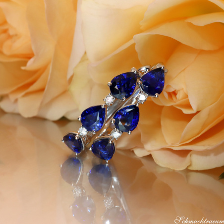 Elegante Saphir Tropfen Ohrringe mit Brillanten