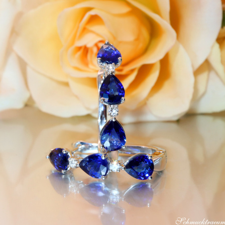 Elegante Saphir Tropfen Ohrringe mit Brillanten