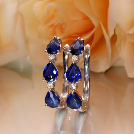 Elegante Saphir Tropfen Ohrringe mit Brillanten