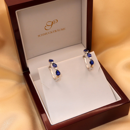 Elegante Saphir Tropfen Ohrringe mit Brillanten