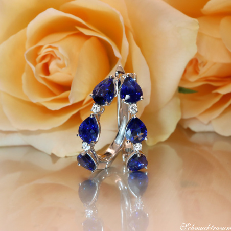 Elegante Saphir Tropfen Ohrringe mit Brillanten