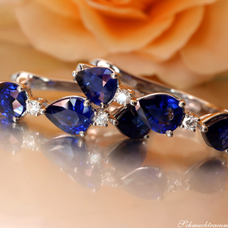 Elegante Saphir Tropfen Ohrringe mit Brillanten