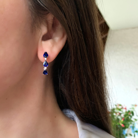 Elegante Saphir Tropfen Ohrringe mit Brillanten