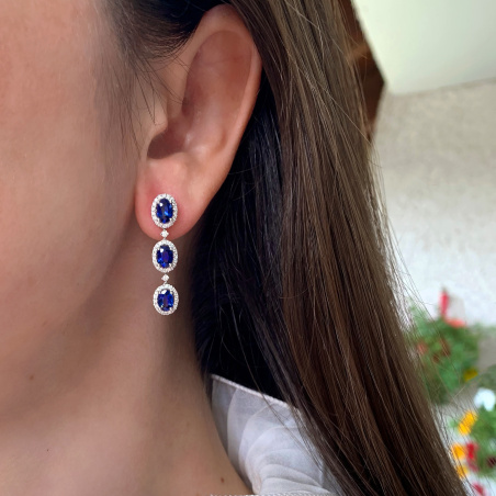 Exquisite Saphir Ohrgehänge mit Brillanten