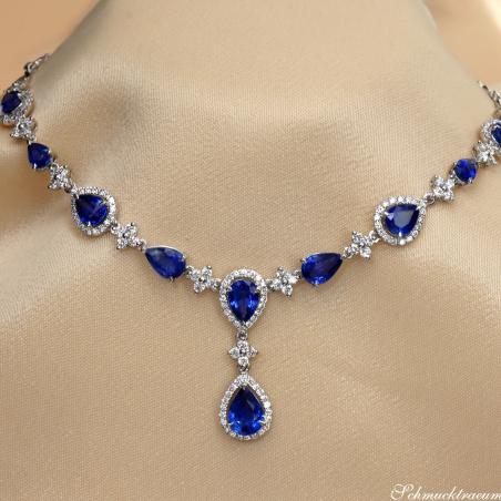 Ausgesuchtes Saphir Collier mit Brillanten