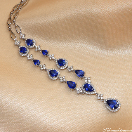 Ausgesuchtes Saphir Collier mit Brillanten