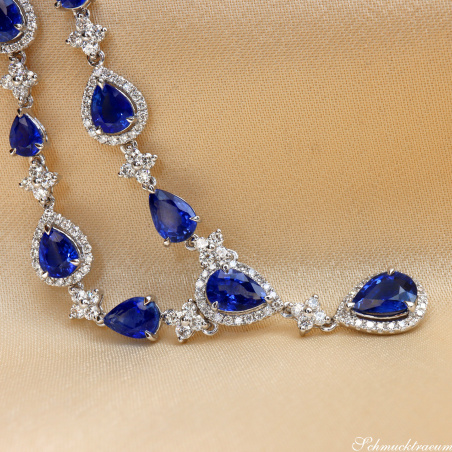 Ausgesuchtes Saphir Collier mit Brillanten