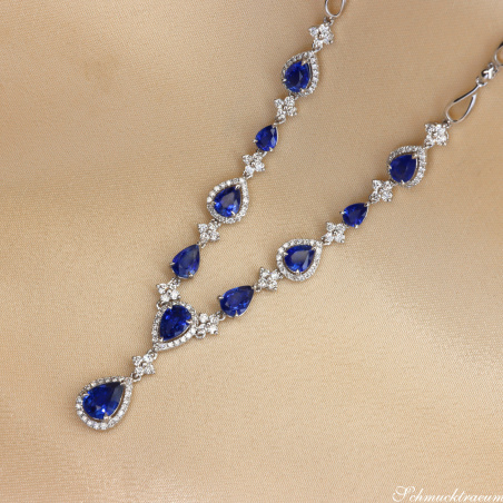 Ausgesuchtes Saphir Collier mit Brillanten