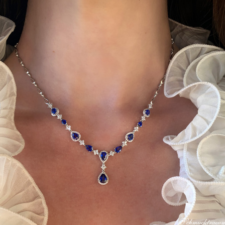 Ausgesuchtes Saphir Collier mit Brillanten