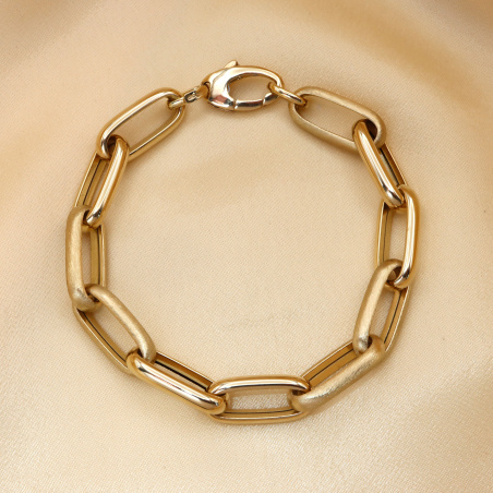 Gold Pur: Satiniert & glänzend gefertigtes Paperclip Armband