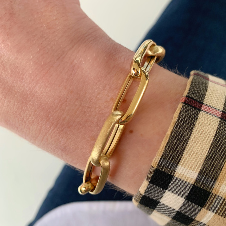 Gold Pur: Satiniert & glänzend gefertigtes Paperclip Armband