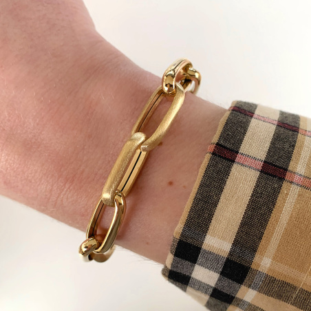 Gold Pur: Satiniert & glänzend gefertigtes Paperclip Armband