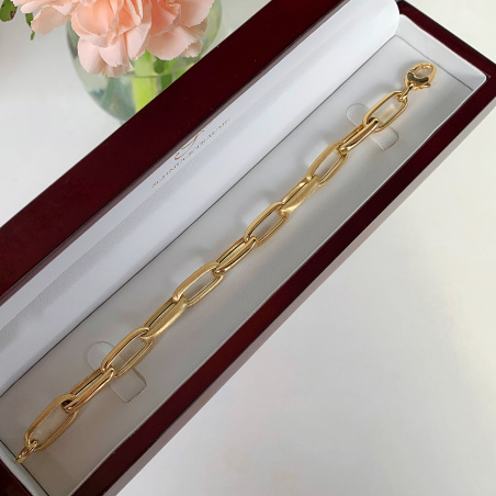 Gold Pur: Satiniert & glänzend gefertigtes Paperclip Armband