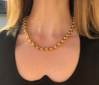 Gold Pur: Stattliches Erbs Collier in Gelbgold 585 (11 mm)