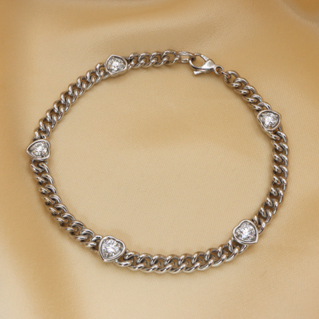 Wundervolles Panzerarmband mit Brillanten im Herz Design