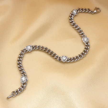 Wundervolles Panzerarmband mit Brillanten im Herz Design
