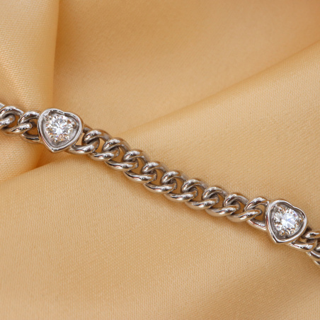 Wundervolles Panzerarmband mit Brillanten im Herz Design