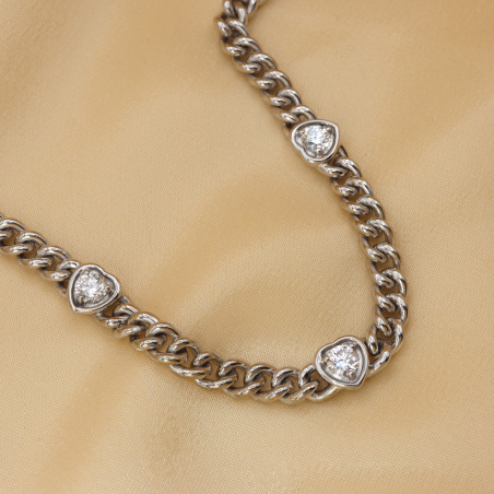 Wundervolles Panzerarmband mit Brillanten im Herz Design