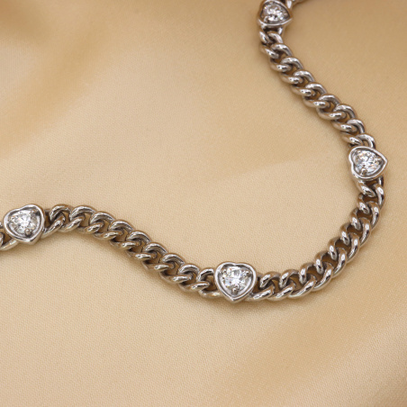 Wundervolles Panzerarmband mit Brillanten im Herz Design