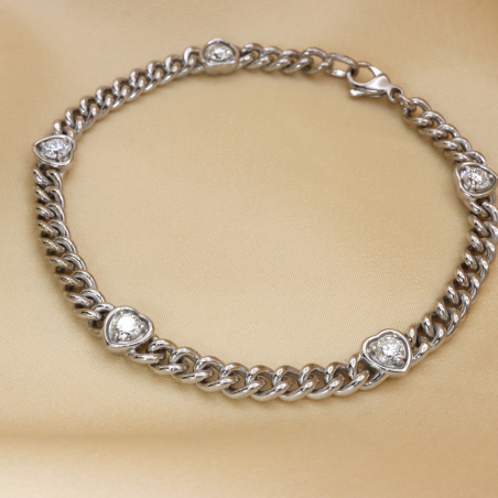 Wundervolles Panzerarmband mit Brillanten im Herz Design