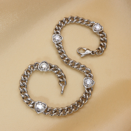 Wundervolles Panzerarmband mit Brillanten im Herz Design